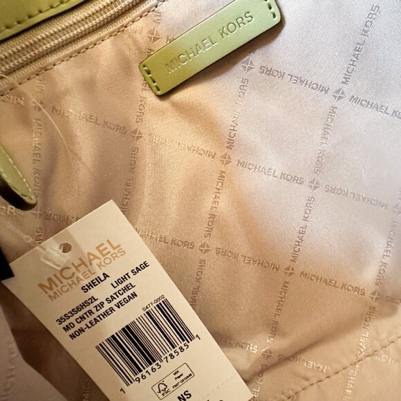Michael Kors Sheila Medium Satchel Shoulder Crossbody Bag Light Sage - Picture 9 of 12